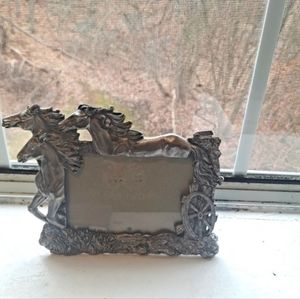 Pewter Galloping Horses Tabletop Picture Frame
